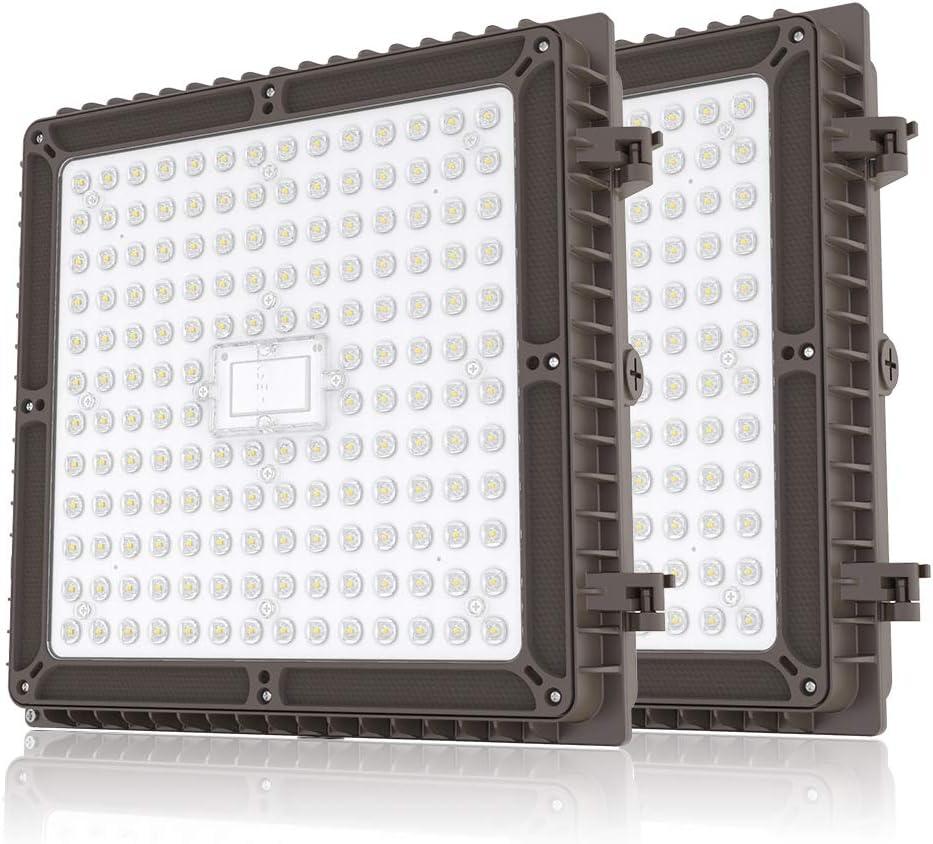 HYPERLITE LED Canopy Lights Outdoor: 100W LED Canopy Light for Gas Station - 1-10V Dimming - 13000lm Garage UL Listed (100W-5000K-2Pack)