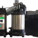 WAYNE WBPS50 1/2 HP Smart Sump Pump System Primary & Battery Backup Ready, Smart Monitoring & Alerts, 5,100 GPH, Stainless Steel and Cast Iron