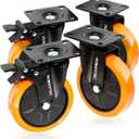 POWERTEC 6 Inch Swivel Caster Wheels Set of 4 with Dual Locking Brake, Heavy Duty Industrial Grade - Castor Wheels Ideal for Heavy Equipment, Automotive Workshop, Cart, Dolly and Workbench (17216)