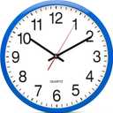 Bernhard Products Blue Wall Clock, Silent Non Ticking - 16 Inch Extra Large Quality Quartz Battery Operated Round Easy to Read Home/Office/Business/Kitchen/Classroom/School Clocks