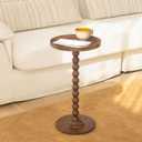 AWASEN Small Side Table, Round Drink Table for Small Spaces, Round Accent End Table Living Room, Nightstand for Bedroom, Corners, Office, Walnut Brown