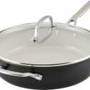 KitchenAid Hard Anodized Ceramic 5-Quart Nonstick Saut Pan with Shatter-Resistant Lid & Riveted Handle  Durable, Even Heating, Easy Clean, Oven Safe to 500F, Matte Black