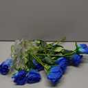12 PCS Rose Artificial Silk Flowers, Fake Roses with Long Stems Realistic Faux Rose Flower Bouquets for Home Wedding Decoration Party-Sapphire Blue