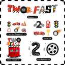 191PCS Two Fast Birthday Party Decortions, 2 Fast Birthday Decorations Includes Banner, Plates, Tablecloth, Cups, Balloons, Cake Topper, Boys Race Car Party Baby Shower Decorations Serve 24 Guests