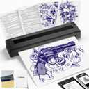 Bagana Tattoo Stencil Printer, 2-in-1 Wireless Bluetooth Thermal Printer for Tattoo Stencils & Documents, Portable Temporary Tattoo Transfer Machine Kit for Tattoo Artist & Beginner, Black