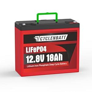 CYCLENBATT 12V 18Ah Lithium Battery, 5000+ Cycles LiFePO4 12V Bulit-in 20A BMS, 12V Lithium Battery Suitable for Power Wheels, Fish Finder, Solar Panel, Camping, Off Grid