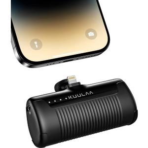 Kuulaa Portable Phone Charger, Small Power Bank 4500mAh Mini Power Bank for iPhone Cute Battery Pack Backup Charger Travel Compatible with iPhone 15/14/13/12/11/XS/XR (Black)