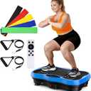 Vibration Plate Exercise Machine for Lymphatic Drainage, Whole Body Home Exercise Vibration Board Equipment with Auto Mode, Bluetooth Resistance Bands Vibrate Fitness Platform for Woman