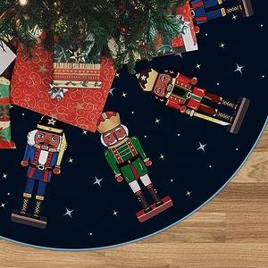 Christmas Tree Skirt Navy Blue Tree Skirt Nutcracker Christmas Xmas Winter Tree Skirt 36 Inch for Christmas Indoor Outdoor Decorations