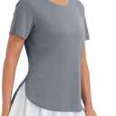 baleaf Women's Short Sleeve T Shirts Tops Running Shirts Sun Protection (Gray, L)