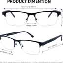 3 Pack Bifocal Reading Glasses for Men Metal Half Frame Bi-focal Readers Clear Top Far/Near Dual-use Eyeglasses,Black/Brown/Gun metal, +1.50