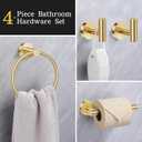 Lairuier Bathroom Hardware Set, 4-Piece Towel Holder Set Include Toilet Paper Holder,Towel Ring and 2 Towel Hooks Stainless Steel Wall Mounted Bathroom Hardware Accessories Set (Brushed Gold)