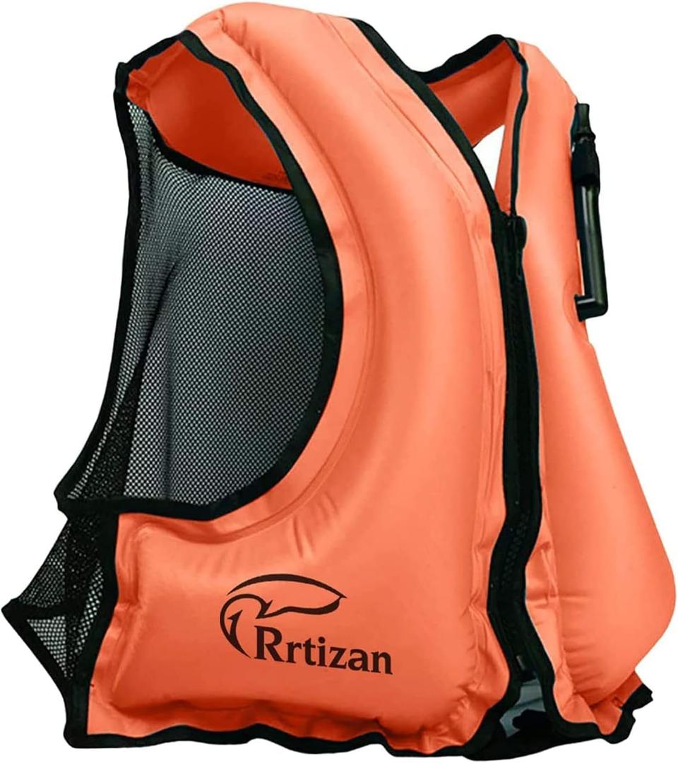 Rrtizan Inflatable Snorkel Vest for Adult, Travel Snorkeling Vest for Swimming, Snorkeling, Paddleboarding, Swim Vest Adult Suitable for 90-220lbs, Size: S-M