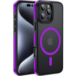 Strong Magnetic for iPhone 16 Pro Max case [10Ft Military-Grade Protection] Compatible with fit MagSafe Shockproof Slim Thin Cover case for iPhone 16 Pro Max 6.9 inch, Bumper Purple