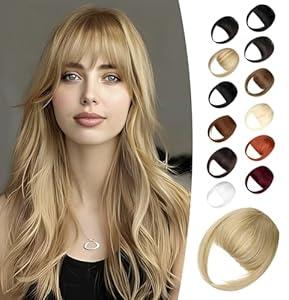 Wodelanle Clip in Bangs, Natural Fake Bangs Hair Clip, Ash Blonde French Bangs Hair Extensions Fringe with Temples Hairpieces for Women Daily Wear