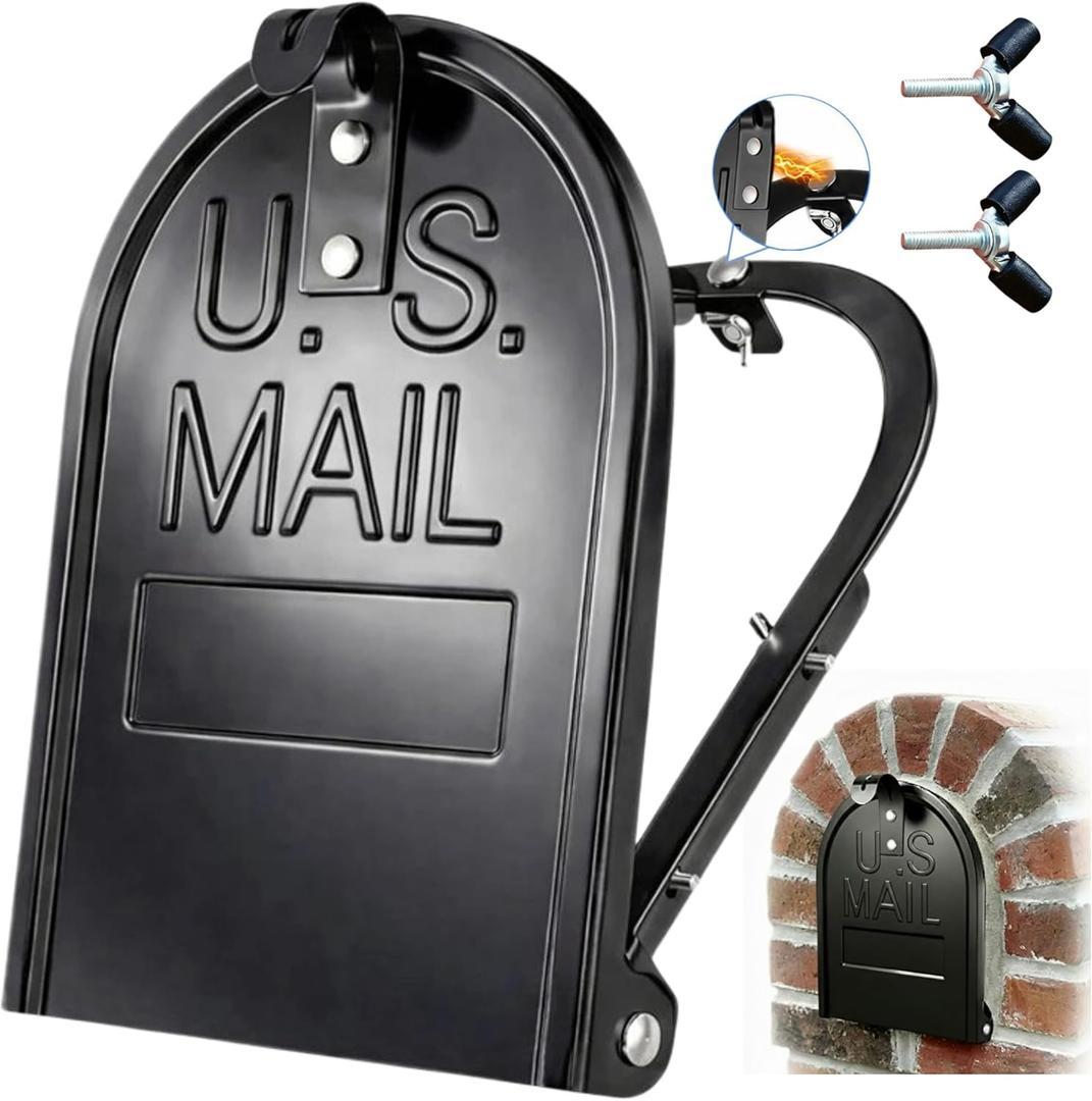 Mailbox Door Replacement 6.7" W  8.6" H (inches), Residential Stainless Steel Mailbox Door with Rubber Screw Caps for Hand Protection, No Tools Required, Built to Last