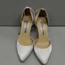 ELEGANTPARK Heels for Women Pointed Toe High Heel Pumps Satin Ankle Strap Wedding Bridal Evening Party Dress Shoes (6, Ivory)