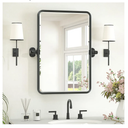 Keonjinn Black Pivot Mirror Bathroom, 16 x 24 in Beveled Tilt Mirror Bathroom Rectangle, Adjustable Tilting Mirrors for Over Sink, Farmhouse Metal Framed Vanity Mirrors (Horizontal/Vertical)