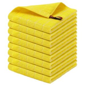 Homaxy 100% Cotton Terry Kitchen Dish Cloths, Ultra Soft and Absorbent Dish Towels for Kitchen, Perfect for Drying and Washing Dishes, 8 Pack, 12 x 12 Inches, Yellow