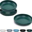 Ceramic Cat Bowls,Shallow Cat Dishes for Food and Water, 6 inch Matte Finish Wide Cat Food Bowl,Whisker Fatigue Free Pet Puppy Kitten Bowl Set of 3,Dishwasher Safe (Blackish green-3pack)