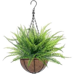 Fake Hanging Plants Baskets Artificial Flowers for Outdoors Spring Summer Decoration, Realistic UV Resistant Faux Boston Ferns Hanging Flowers for Porch Home Gardens Balcony Yard Planter Outside Decor