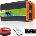 2000W Pure Sine Wave Inverter - Car Power Inverter 12V to 110V,Surge 4000W, Over 95% Efficiency, 2 AC Outlets, LCD Display, 3.0 USB&Type-C Ports, Remote Control, Converter for RV, Home, Solar, Outdoor