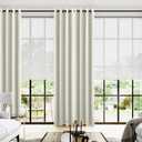 Cream Satin Polyester Curtains 96 Inch Long 1 Panel Set Grommet Elegant Floor to Ceiling Modern Curtain for Living Room, Thermal Blackout Darkening Drapes for Bedroom 52x96 In Length, Ivory Off White