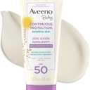 Aveeno Baby Continuous Protection Zinc Oxide Mineral Sunscreen Lotion for Sensitive Skin, Broad Spectrum SPF 50, Tear-Free, Sweat- & Water-Resistant, Paraben-Free, Travel-Size, 3 fl. oz