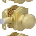 Goldenwarm 3 Pack Brushed Gold Passage Door Knobs, Closet Door Knobs Gold Interior for Closet & Hallway