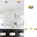 12" Ring Modern Led Chandelier Gold Led Ring Chandelier Modern Pendant Lights Adjustable Height Light Contemporary Light Fixture for Kitchen Island Bedroom Kitchen Island Dining Room