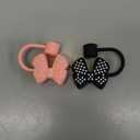 2PCS Cute Bow Straw Cover Cap