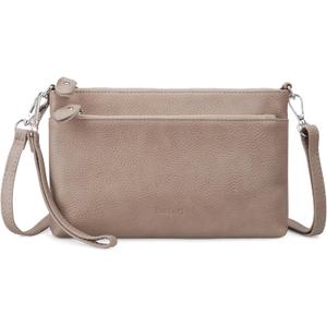 befen Genuine Leather Wristlet Clutch Wallet Purses with RFID Blocking, Small Crossbody Bags Shoulder Handbag for Women (Nude)