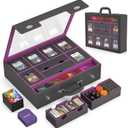 Kabinka MTG Commander Deck Box, Modular 9-in-1 TCG Card Storage Box with Dice Tray & Sideboard Box, 6-Deck Capacity Card Case, Includes 6 Magnetic Card Holders/100CT Card Sleeves/Playmat, Purple