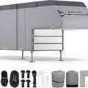 Umbrauto Truck Camper Cover Fits 10-12ft, 7-Layer Top RV Trailer Covers, Waterproof All Season Protection with Gutter Cover, Windproof Straps