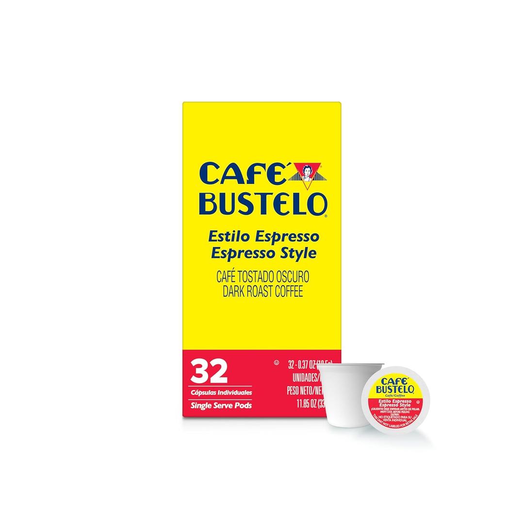 Café Bustelo Espresso Style Dark Roast, Single Serve Coffee Pods, 32 Count