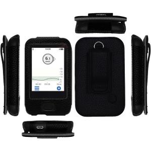 Fitted Leather Belt Clip Case W/Screen Protector (Includes Lanyard) for Dexcom Receiver G6 CGM (Black)