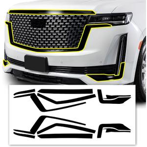 BOGAR TECH DESIGNS for Cadillac Escalade 2021-2024 Front Chrome Delete Precut Vinyl Trim Overlay, Gloss Black Blackout Look