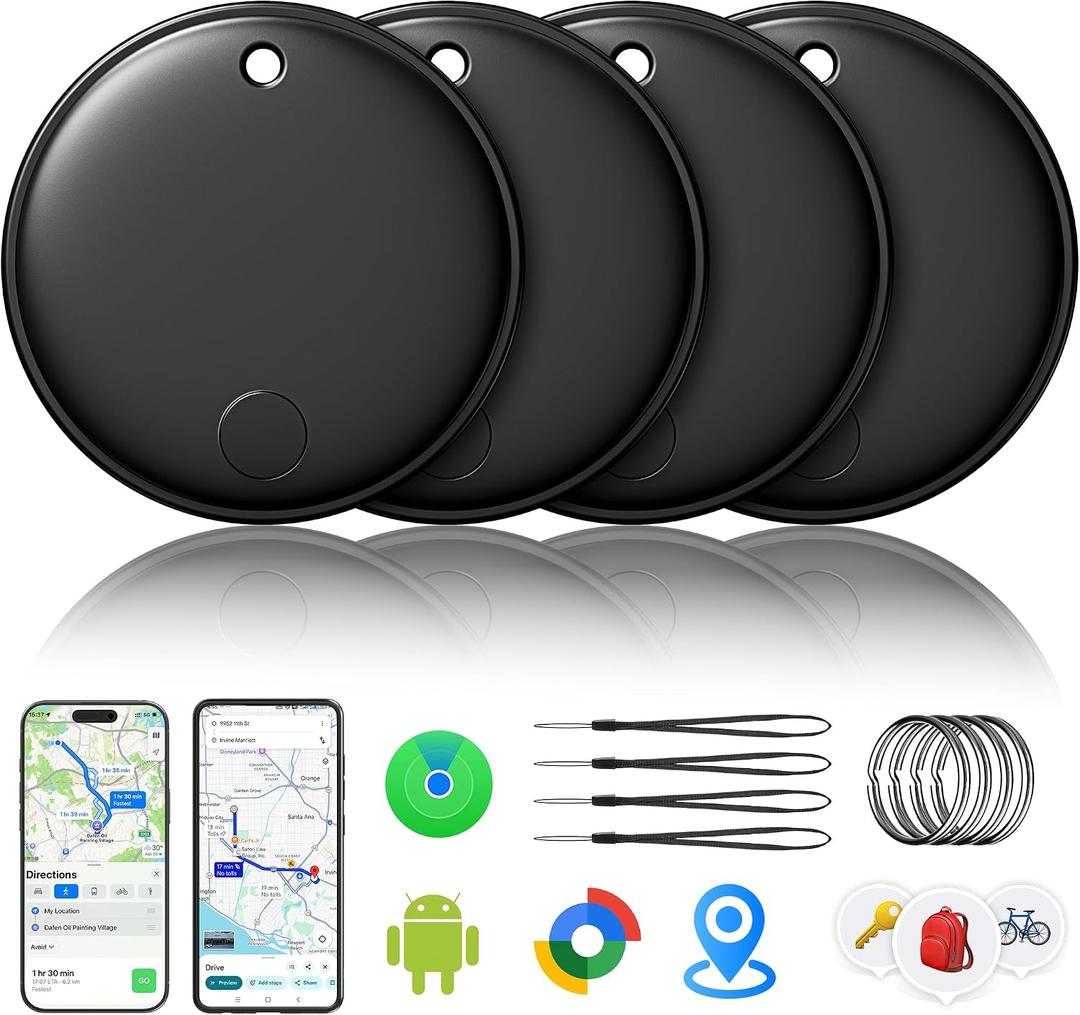 2026 Air Tracker Tags-4 Packs Android & iOS,Dual System Smart Tags Bluetooth Luggag Tracker Keys Finder/Item Locator Work with Apple Find My (iOS)&Google's Find Hub(Android) for Key,Backpack,Luggage