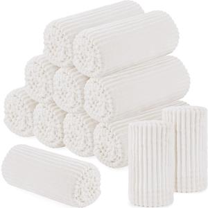 Buryeah 12 Pcs Flannel Throw Blankets Bulk Outdoor Wedding, Cream White, 50 x 60 inches