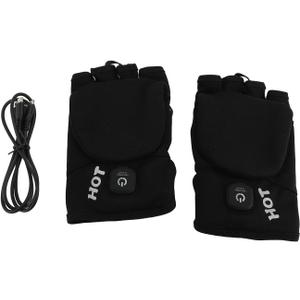 Heated Work Gloves Half Finger Heated Gloves USB Rechargeable Electric Gloves Heated Timing Temperature Control Heated Winter Hand Gloves for Outdoor (Large)