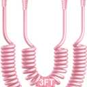 USB C to USB C Cable [3FT+6FT], 2Pack Coiled USBC Cable for Car USB Type C Fast Charging Cable, CarPlay iPhone USB-C Cable/Android Auto USB C Cord for iPhone 17/16/ 15/Pro Max/Samsung Galaxy S23-Pink