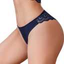 Avidlove 1 or 3 Pack Cheeky Underwear for Women Lace No Show Bikini Soft Breathe hipster panties (Medium, Navy Blue)
