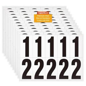 3 Inch Adhesive Numbers for Mailbox, Vinyl Reflective Stickers, Self-Adhesive Decals, Pre-Spaced Signs for Outside, House, Trash Cans, Cars, Door (300 Numbers)