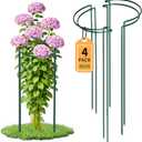 TCBWFY 4-Pack Plant Supports,16" Wx46 H Half Round Plant Support Stakes,6mm Thick Heavy-Duty Metal Peony Cage,Tall Garden Plant Support for Peony,Tomato,Hydrangea,Rose,Outdoor Flower Plant Stakes
