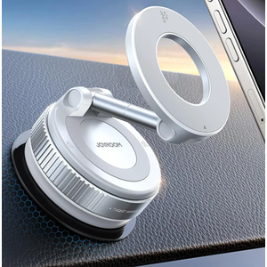 JOYROOM Magsafe Suction Cup Phone Mount, Vacuum Magnetic Phone Holder for Car, 360° Metal Strut Magsafe Car Mount for iPhone 16 Pro Max Plus/iPhone 15 14 13 12 & Android Magsafe Case, White