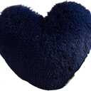 MorroMorn Fluffy Heart Throw Pillows, Shaggy Decorative Pillow for Sofa Couch Bed, Cute Room Decor Decorations for Women Girls Kids (Navy)