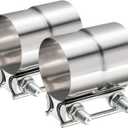 TIROL 2.25 Exhaust Clamp, 2.25 inch Lap Joint Band Stainless Steel Muffler Clamp for Joining to 2.25" ID Exhaust Pipe, Muffler Pipe 2Pcs