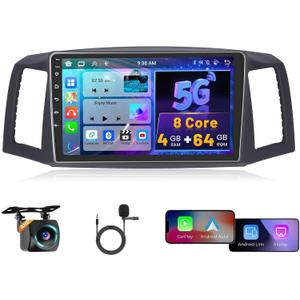 8Core 4+64G Upgrade Car Radio for Jeep Grand Cherokee 2004-2007:Android 13 Car Stereo with Wireless Carplay Android Auto, 10.1'' IPS 1280 * 720 Touch Screen Bluetooth 5.0 Radio for Cherokee with DSP