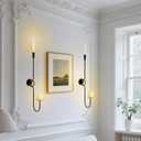 GAKA Large(27 inch) Wall Sconce Candle Holder Set of 2,2 Arm Iron Wall Mount Candle Holder Decorative,Black