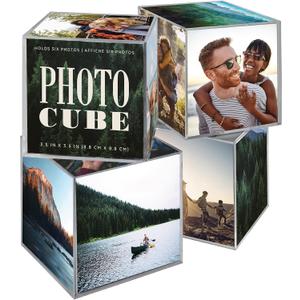 MCS 3.25x3.25 Inch Clear Plastic 6 Sided Photo Cube 4-Pack, Clear (65750)